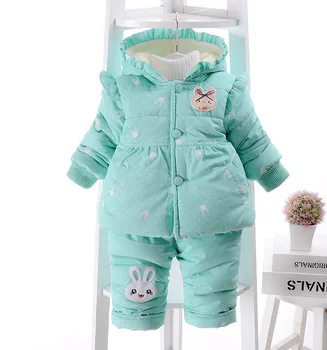 

2016 Kid baby Girls christmas snowsuit parkas clothing set winter coat children bear hooded thicken infant winter clothes set