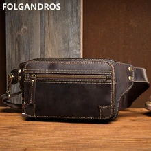 Винтажная сумка ручной работы из коровьей кожи на талии универсальная деловая сумка на пояс для телефона Crazy Horse кожаная повседневная сумка на ремне нагрудная Сумка Bolsa