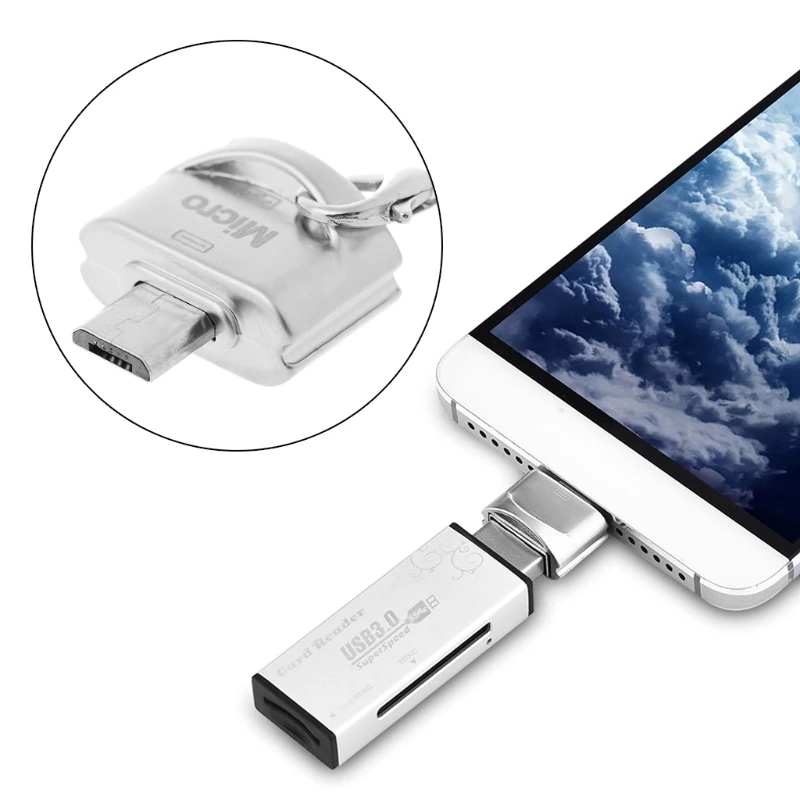 Переходник OTG с Micro USB папа на 2 0 A мама цепочкой для ключей|Компьютерные кабели и