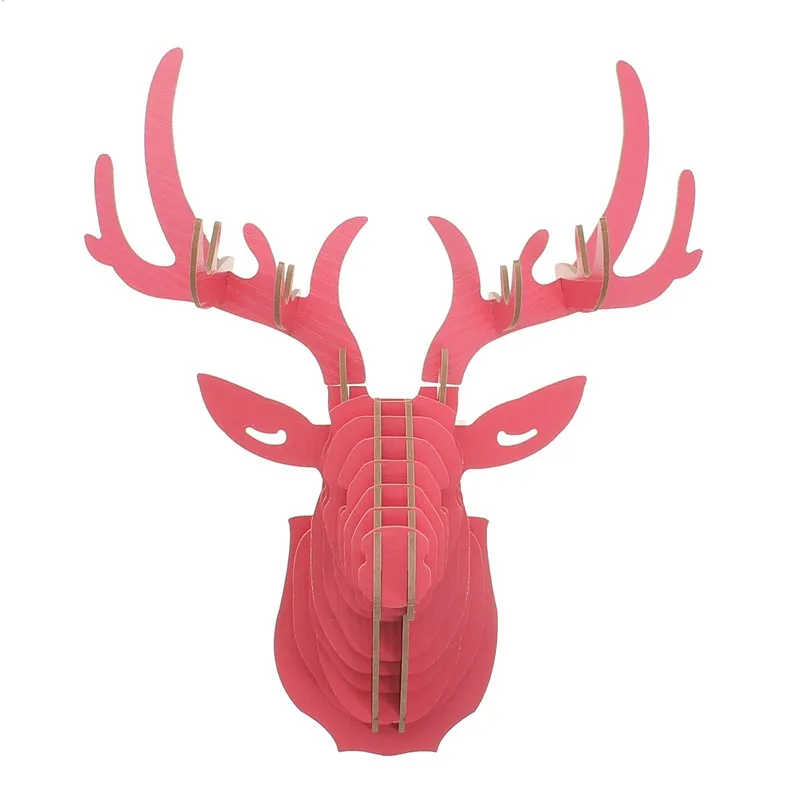 21x37 см 3D Деревянный Лось голова крюк на стену ремесло DIY модель животного дикой природы для подвесное украшение для дома Искусство ремесло