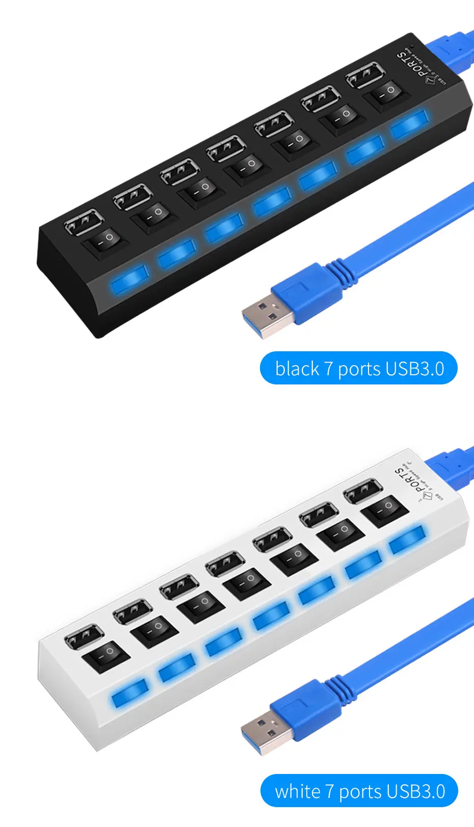 OUSU высокое Скорость мини usb-концентратор с несколькими портами 3,0 4 7 Порты USB разветвитель переключатель хаб 2,0 USB концентратор с Мощность адаптера компьютера ПК Аксессуары