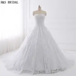 H & s невесты бальное платье Кружево свадебное платье настоящая фотография Свадебные платья Vestido Де Novias Милая свадебное платье Белый