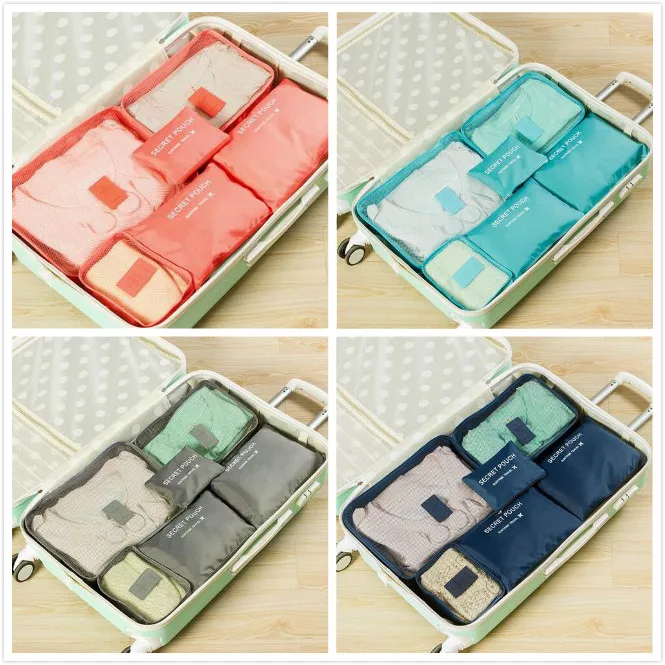 6pcs/set Waterproof Portable Travel Storage Bags Luggage Clothes Tidy