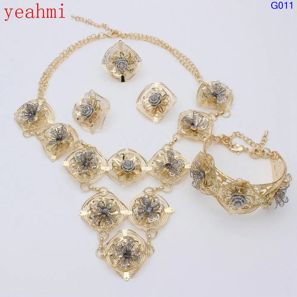 2017 Italian Fashion Elegant Green White Rose Necklace Jewelry Sets