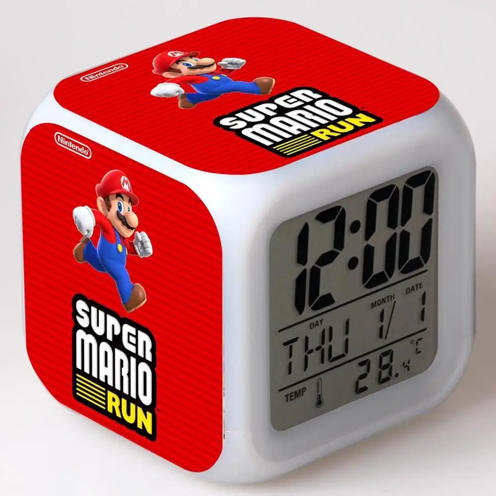 Будильник Super Mario Bros, светящийся светодиодный цифровой будильник для детей, подарок на день рождения, игрушки, будильник