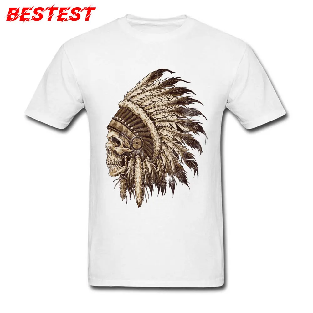 Brand Man Top T-shirts O-Neck Short Sleeve Pure Cotton Indian Skull Sephia Tees cosie T-shirts Drop Shipping Indian Skull Sephia white