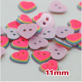 

40pcs/lot Candy color heart button, DIY 2 holes,11mm, Plastic sewing Button for kins shirt, Scrapbooking (SS-213)