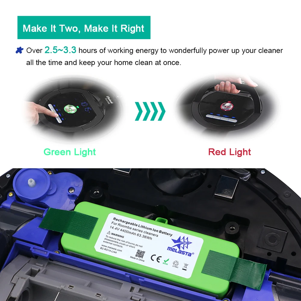 4.4Ah 14,4 V ионно-литиевая Батарея с бренда клетки для iRobot Roomba 500 600 700 800 серии 510 530 550 560 650 770 780 790 870 880 R3