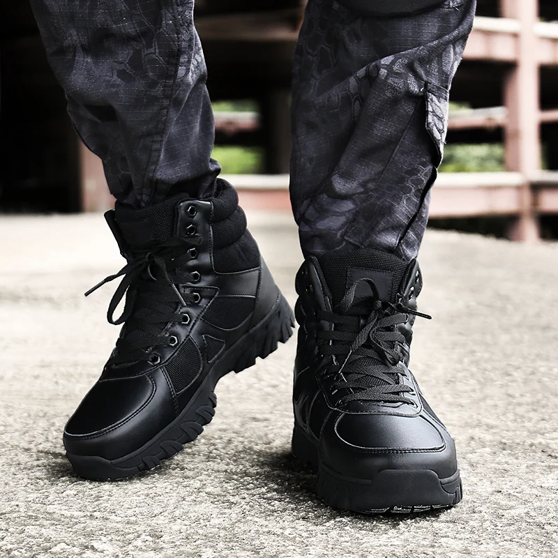 

Winter Military Boots Men Desert Tactical Boots High Top Plus Fur Army Work Men Shoes Warm Cotton Snow Men Boots Bottine Homme