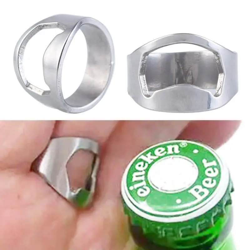1pc Stainless Steel Finger Ring Bottle Opener Ring Shape Beer Bottle