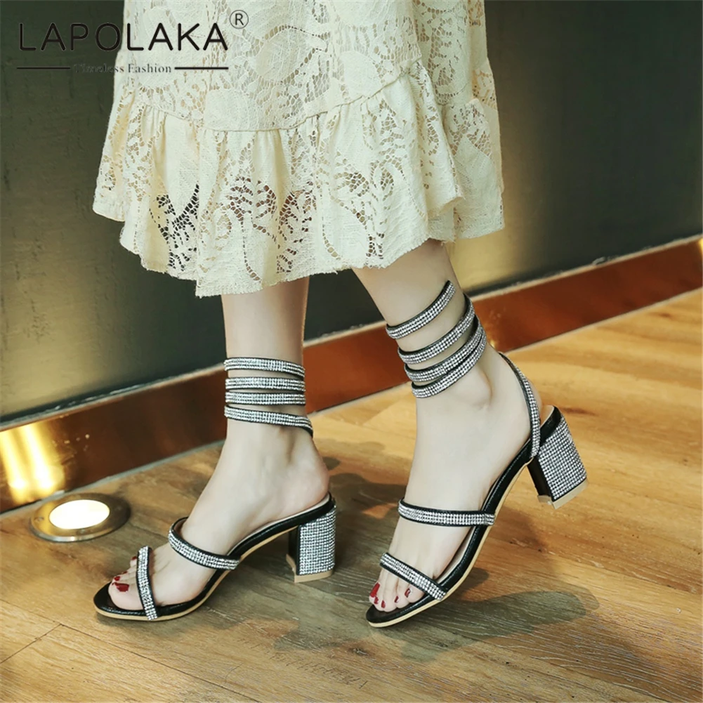 

Lapolaka Plus Size 31-44 Brand New Fashion Shoes Woman Sandals Thick Heels Summer Shoes Woman Gladiator Sandals