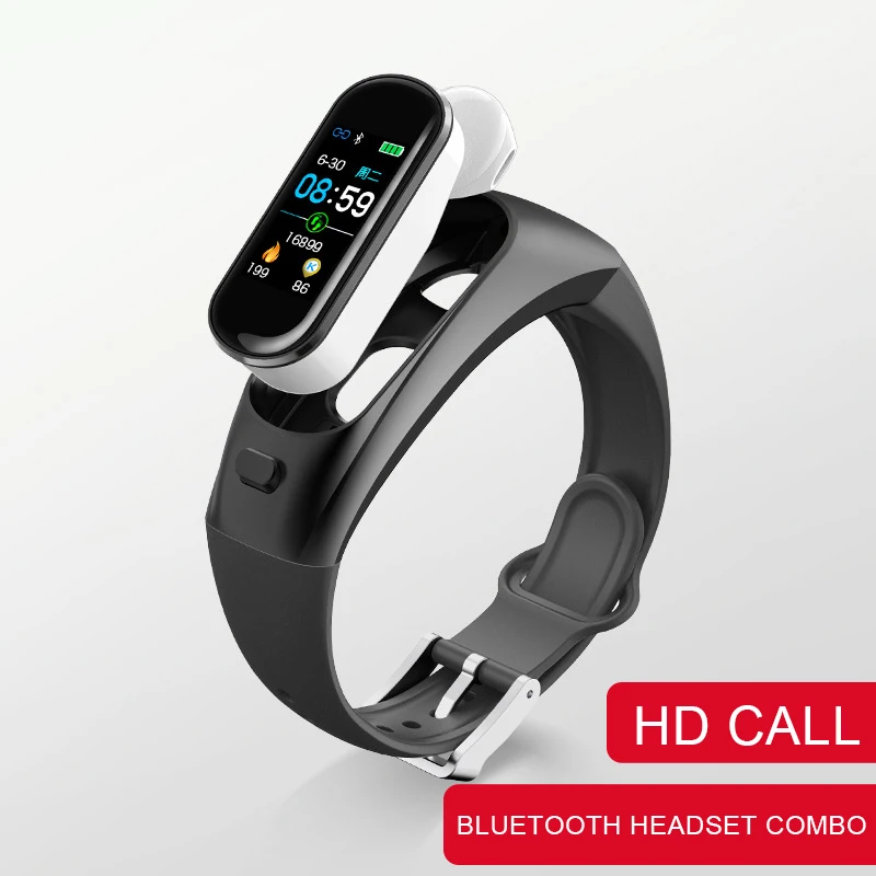 

Smart Bracelet Aluminum Smart Bracelet Bluetooth Headset 2 In 1 Smart Band Waterproof Heart Rate Fitness Tracker Android IOS