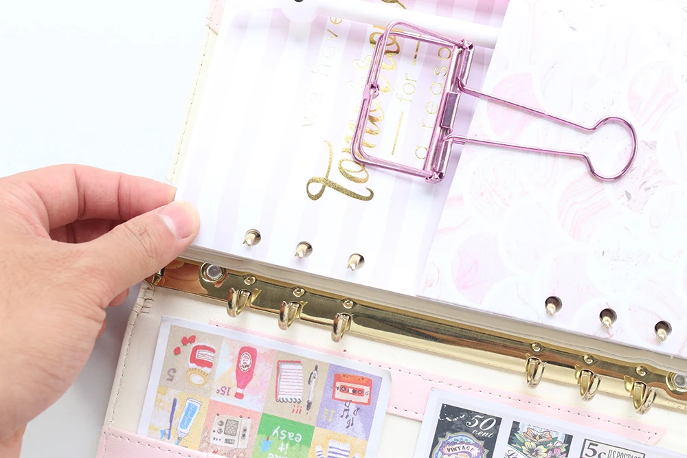 Domikee Cute kawaii marble 6 rings paper inner pouch for binder planner candy dairy organizer bag accessories gift A5A6