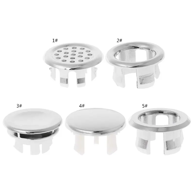 Bathroom Basin Sink Overflow Ring Six-foot Round Insert Chrome Hole Cover Cap  