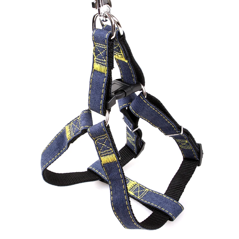2017 Pet Supplies Puppy Dog Harness Collar Leash Set Adjustable Jeans Denim Traction Belt for Training Walking Products|collar leash set|dog harness
