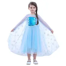 Костюм для девочек; платье принцессы «Холодное сердце»; платья принцессы Эльзы; вечерние платья с длинными рукавами для девочек; красивое Сетчатое платье; От 2 до 12 лет
