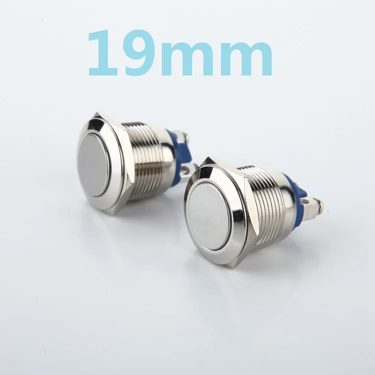 

1pcs 19mm L40 Plane Stainless Steel Metal Push Button Switch Car Modification Horn Doorbell Switch Automatic Reset 250V 3A