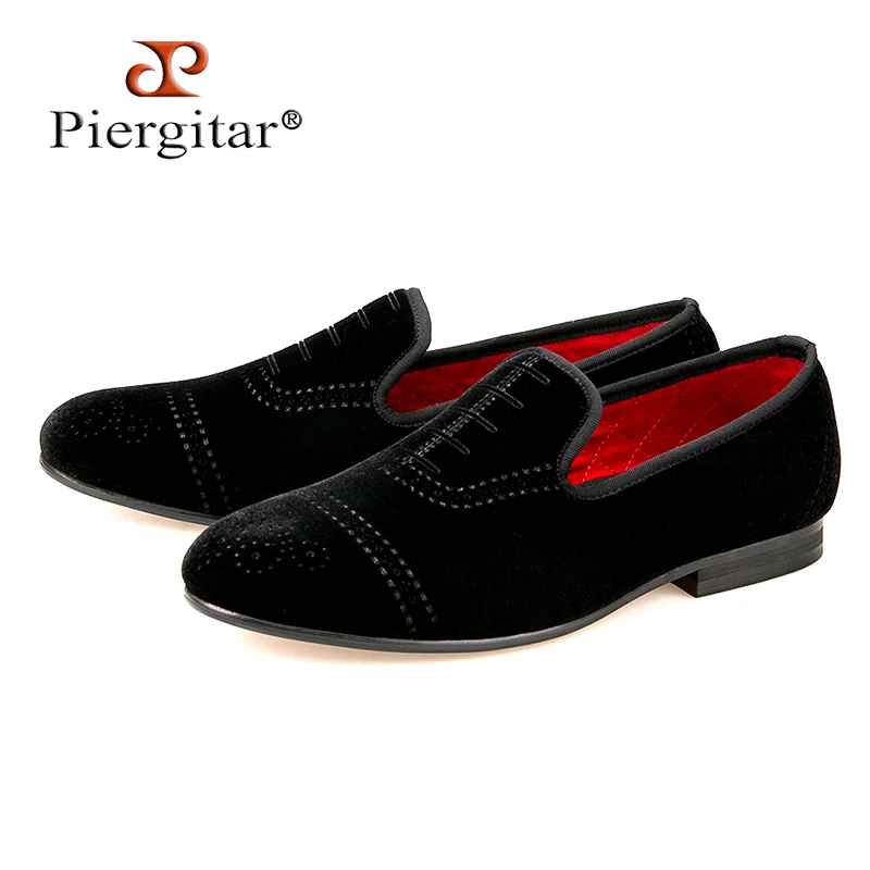 formato scarpe piatto di nuovo velluto USA 17 freeshipping Punch casual uomini mocassini Bullock moda stile Piergitar 4 nero Xc47wqBw