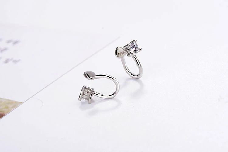 Модные серебряные серьги-клипсы с кристаллами CZ для женщин, ювелирные изделия для свадебной вечеринки, маленькие серьги-клипсы