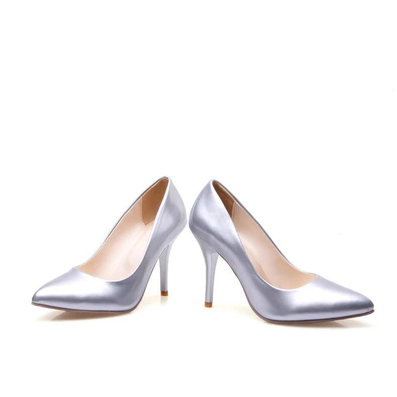 RQFF Brand Womens Pumps 9cm Thin Super High Heels Point Toe Female Shoes With Box Ladies Sexy Party Gold Sliver Heels Size 34-43 (12-1)