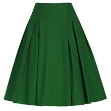 Винтажная ретро юбка женская черная Красная Зеленая синяя Юбка До Колена эластичная трапециевидная юбка в стиле панк Рок Цыганская юбка falda plisada