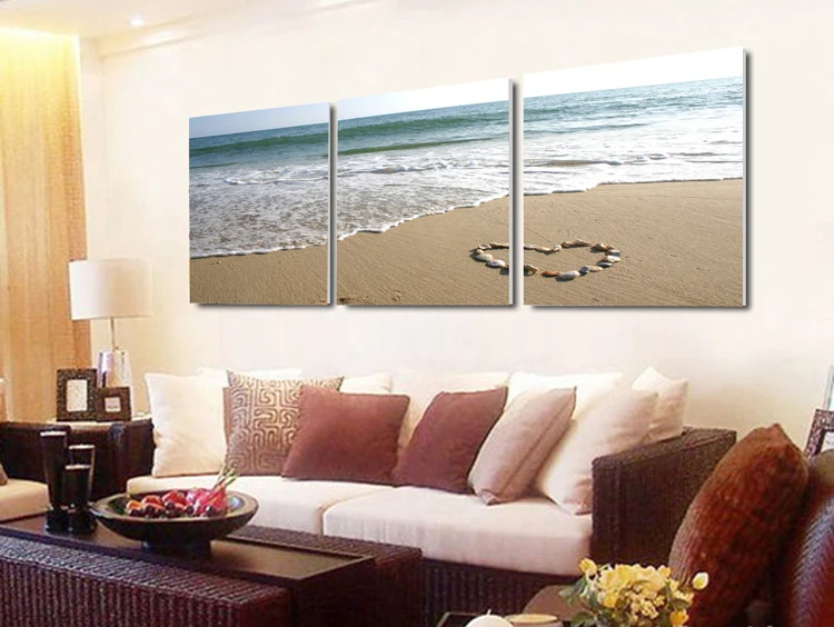 3 Piece Canvas Wall Art Sets Beach Painting Heart Stone Oil 3 Piece Canvas Wall Art Sets Beach Painting Heart Stone Oil Paintings Bedroom Decorative Picture Seascape Sea Wave Artwork Large In Calligraphy