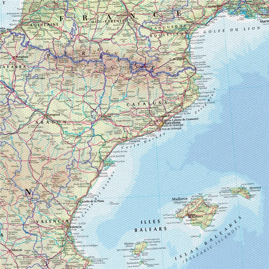 Большая Дорожная карта Испании и Испании с городами и аэропортами, печать плакатов на холсте, настенные художественные наклейки для кафе-бар