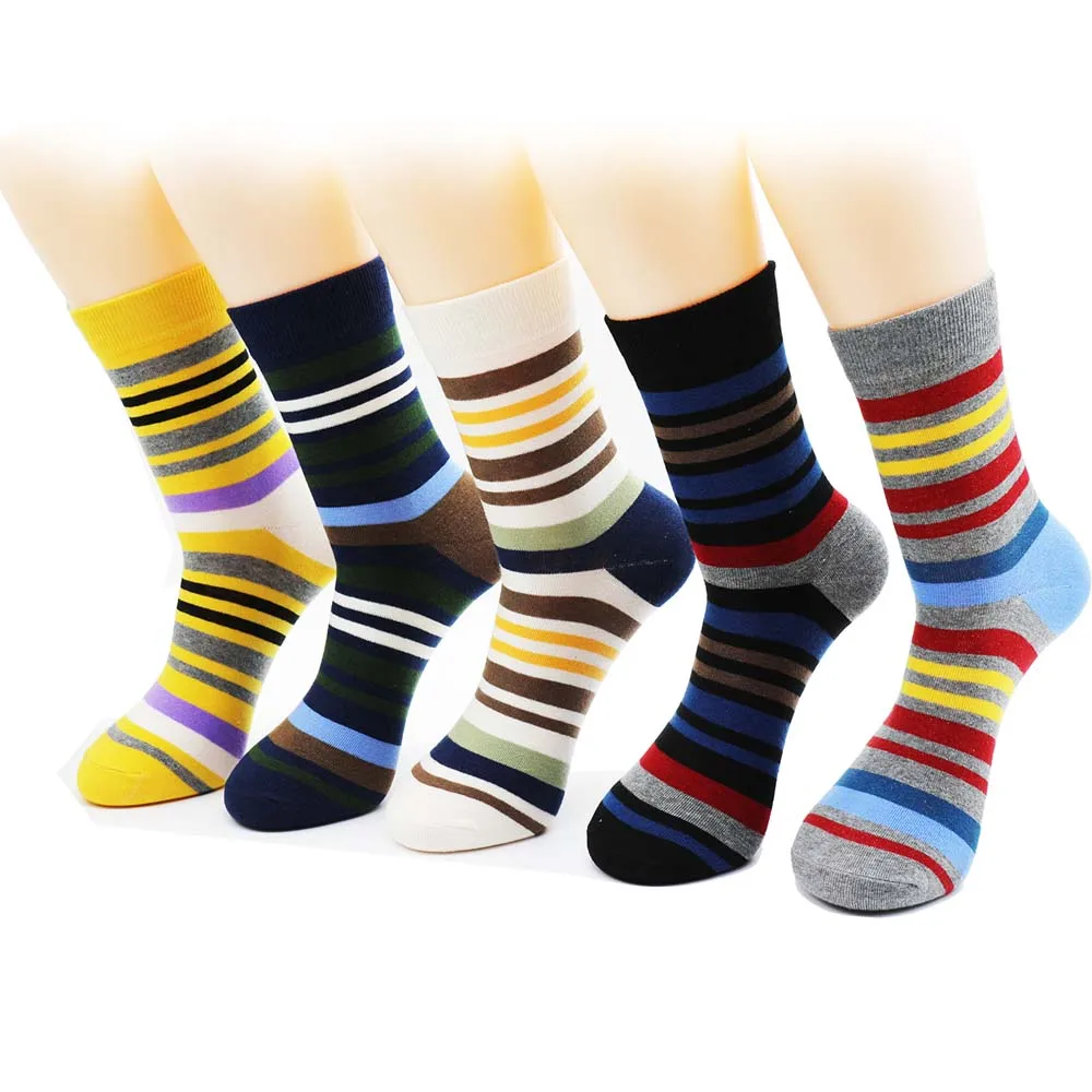 Для мужчин цвет в полоску Носки в новейший дизайн популярные мужские Носки 5 пар носки В Полоску Костюм Модельер цветной хлопок 6-11 - Цвет: Combination 2