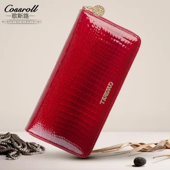 

Cossroll Women Alligator Vintage Cow Leather Designer Zipper Organizer Wallets Female Card Holder Coin Purse Ladies Clutch Bag