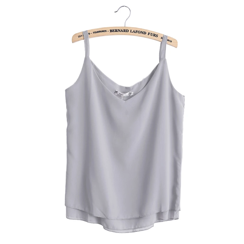 Elegant Women Plain Baggy Sling Camisole V-neck Slim Sexy Tank Tops Solid chiffon cool Cami top tanks woman