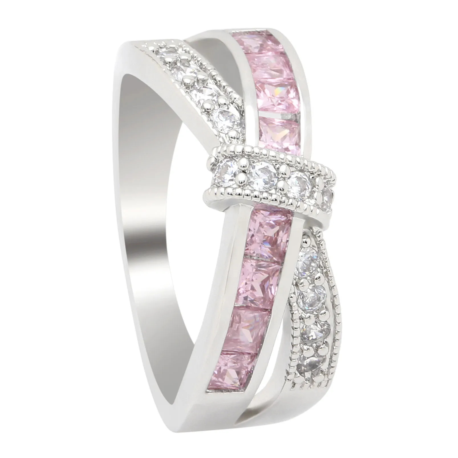 

Hainon New Fashion Cross Design Ring For Women Luxury Silver Color Wedding Engagement Ring Jewelry Drop Shipping