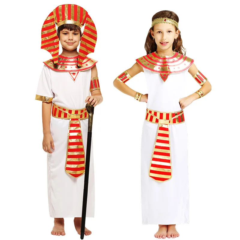 

Ancient Egypt Egyptian Pharaoh Cleopatra Prince Princess Costume for Children Halloween Costumes Boy Girl Kids Cosplay Clothing