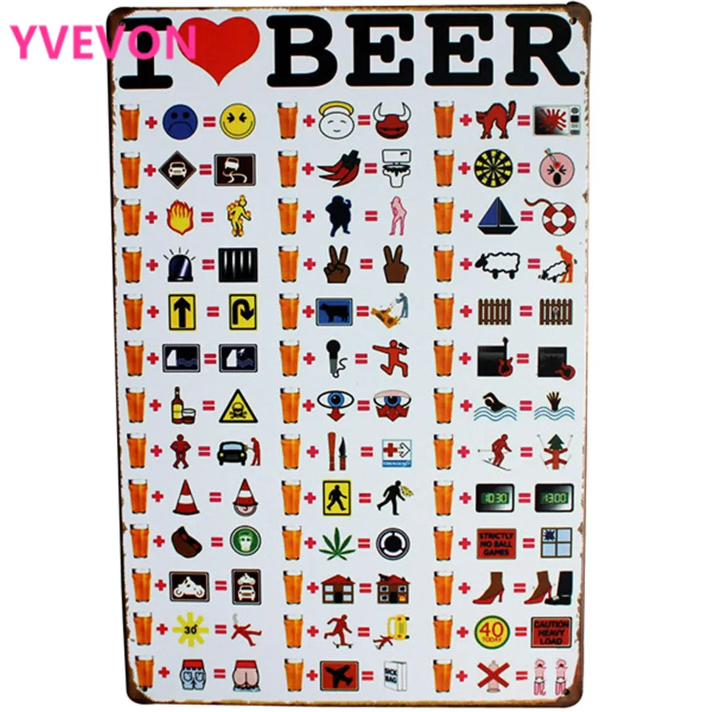 

I LOVE BEER Vintage Metal Beer Sign Retro Tin Plague for Restaurant Menu photo on wall Art Display decor LJ4-11 20x30cm B1