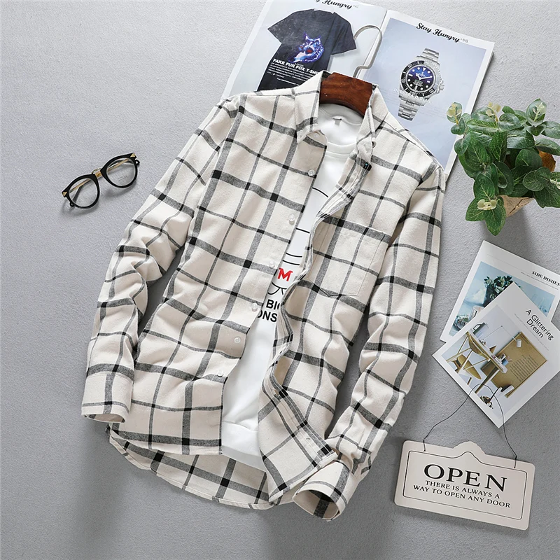 Mens Long Sleeve Shirt Solid Oxford Dress With Left Chest Pocket Male Casual Regular-fit Tops Button Down Shirts long sleeve shirt men casual shirt