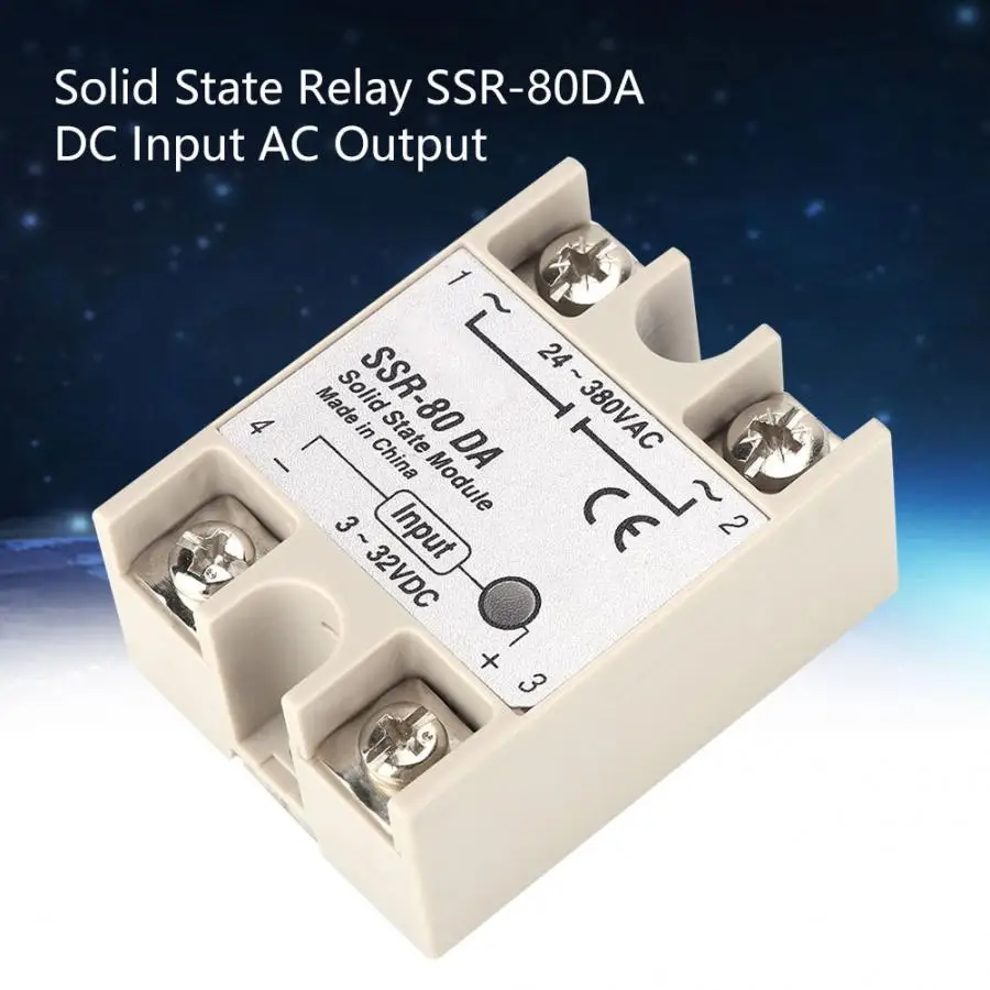 

DC-AC Solid State Relay SSR-80DA 80A Solid State Relay 3-32VDC to 24-380VAC SSR latching relay