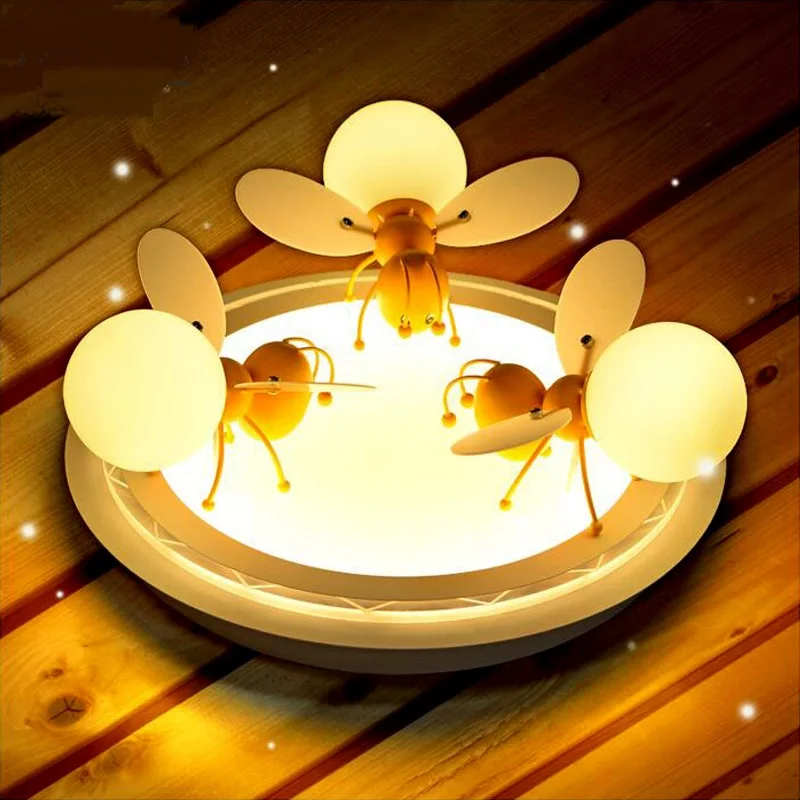 

children's room LED ceiling lights large living roombedroom warm Boy girl cartoon personality ceiling lamp ZA621ZL208 bee lights