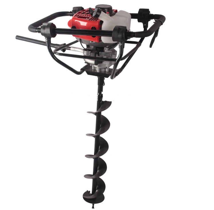 

earth drill auger 1E44F-5 engine 52cc gasoline ground hole drill earth auger with brake vibration tool