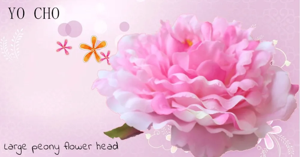 2Artificial Peony Flower Head Silk Rose Wedding Wreaths White Pink Blue Fake Flowers Big Flower Heads (8)_