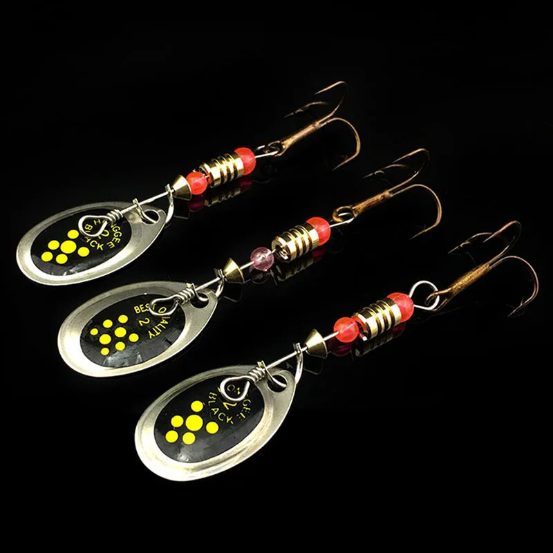 

3pcs Metal Spinner Spoon Fishing Lures 2.2g/6cm With Treble Hooks Artificial Fish Bass Fishing Tackle