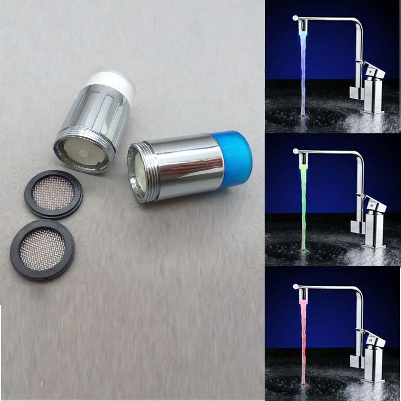 8001 D6 ABS Water Stream LED Faucet Tap Light+Adapter RGB 7 Colors