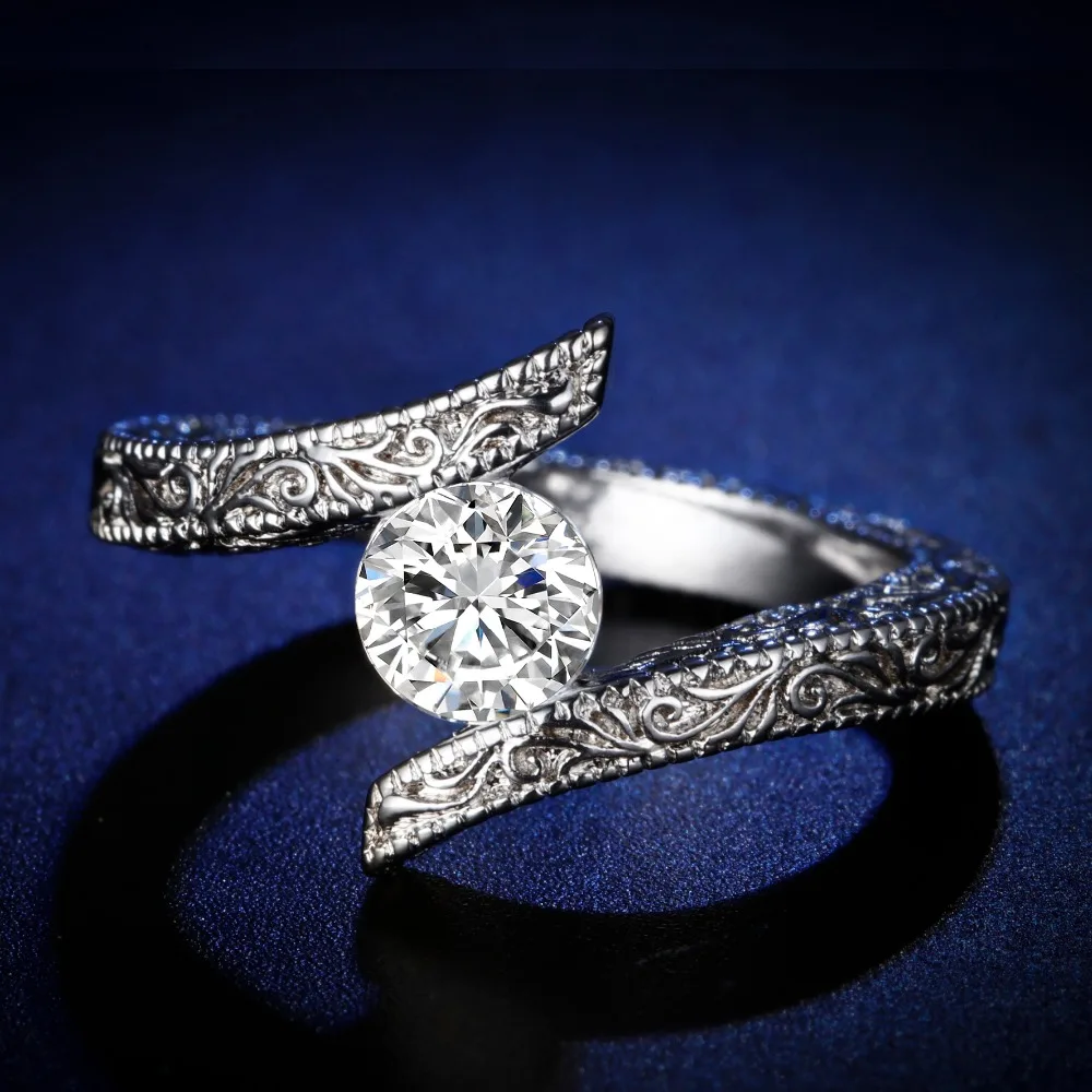 

Original Design Gorgeous cz unique style top quality Ring round cut pattern Cubic Zirconia Hot Ins sterling silver 925
