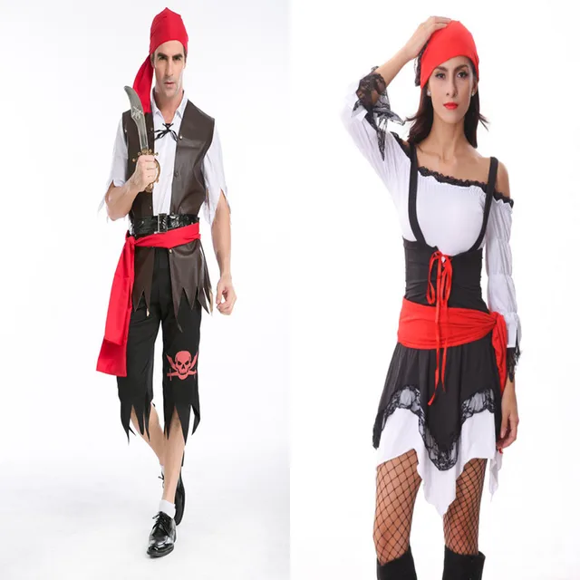 Halloween Cosplay Costumes Women Men Couple Pirate Cosplay Costumes 