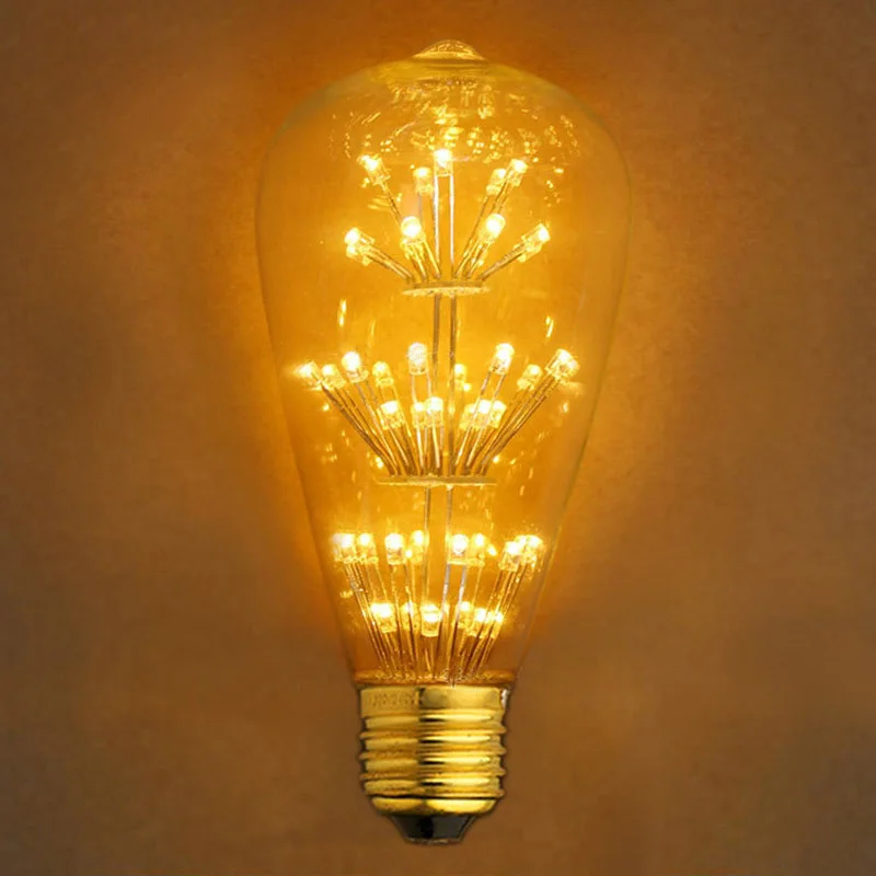 

Retro Star Edison Christmas Tree Antique LED lamp ST64 LED Bulb E27 220V 3W Warm White Loft Style Lampada Ampoule LED Bombilla