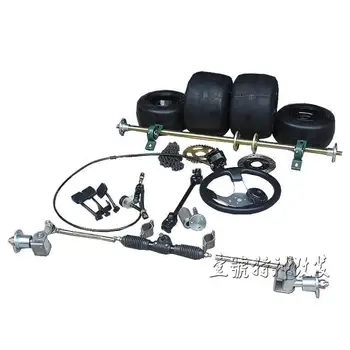 

GO KART KARTING ATV UTV Brake Disc Sprocket 100CM Rear Axle Steering Rack Box Knuckles Wheel Tie Rods With 5 Inch Wheel Tires