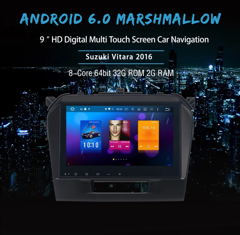 Car Stereo GPS Player for Suzuki Vitara 2016 9 Android 6 0 with Octa Core 2GB
