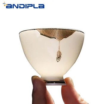 

50ml Boutique White Jade Porcelain Tea Cup Teaware Drinkware Ceramic Kung Fu Tea Set Master Cup Small Tea Bowl Handmade Teacup