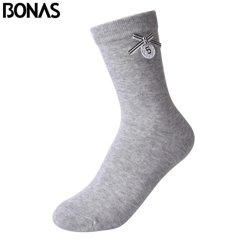 BONAS, 6 пар, высокое качество, дышащие хлопковые носки, женские, модные, одноцветные носки, бамбуковые, Углеродные волокна, дезодорирующие носки, женские, 05408