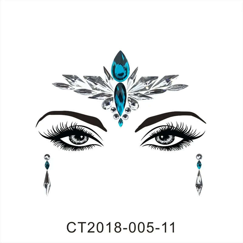 Fashion Eyebrow Face Body Art Adhesive Crystal Glitter Jewels Festival Party DIY Eye Tattoo Stickers Night Club Facial Makeup