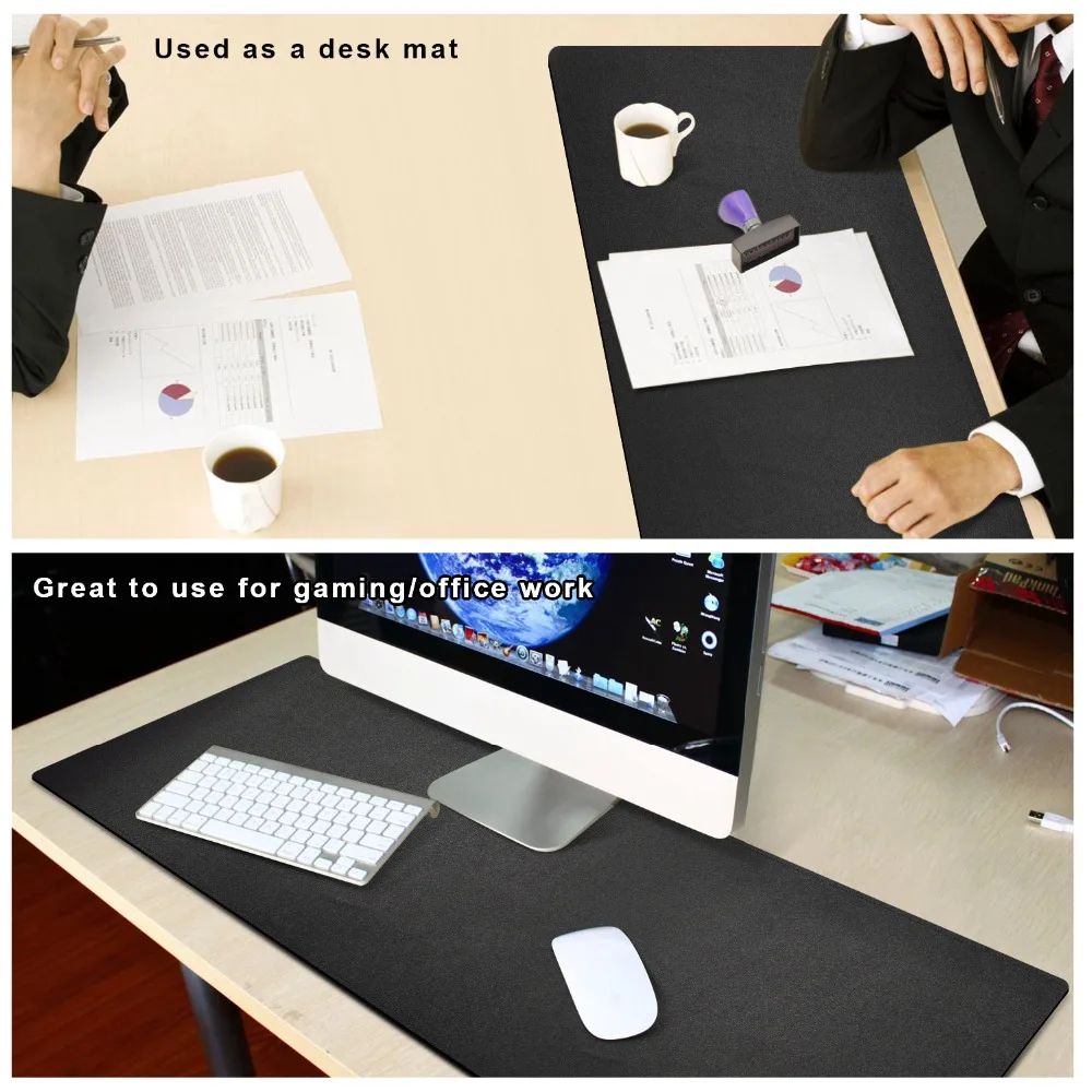 Cacoy Extended Artificial Leather Desk Pads Protector 100x40cm