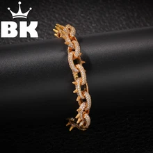 Хип-хоп King13mm витая и овальная запонка шип браслет Iced Out Циркон хип-хоп мода Панк цепь Bling Подвески Ювелирные изделия